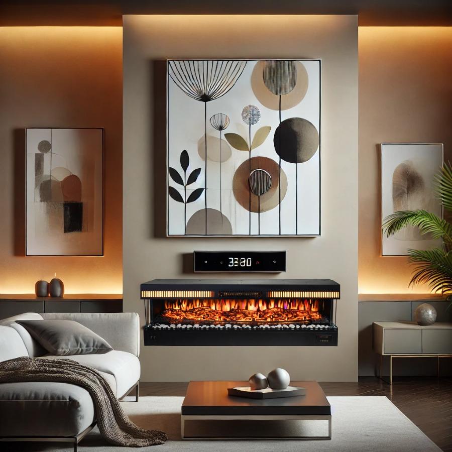 3 Sided Electric Fireplace with Remote and Heating Option