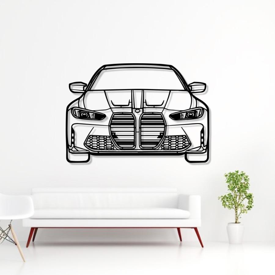 2022 BMW M3 Front View Metal Car Wall Art
