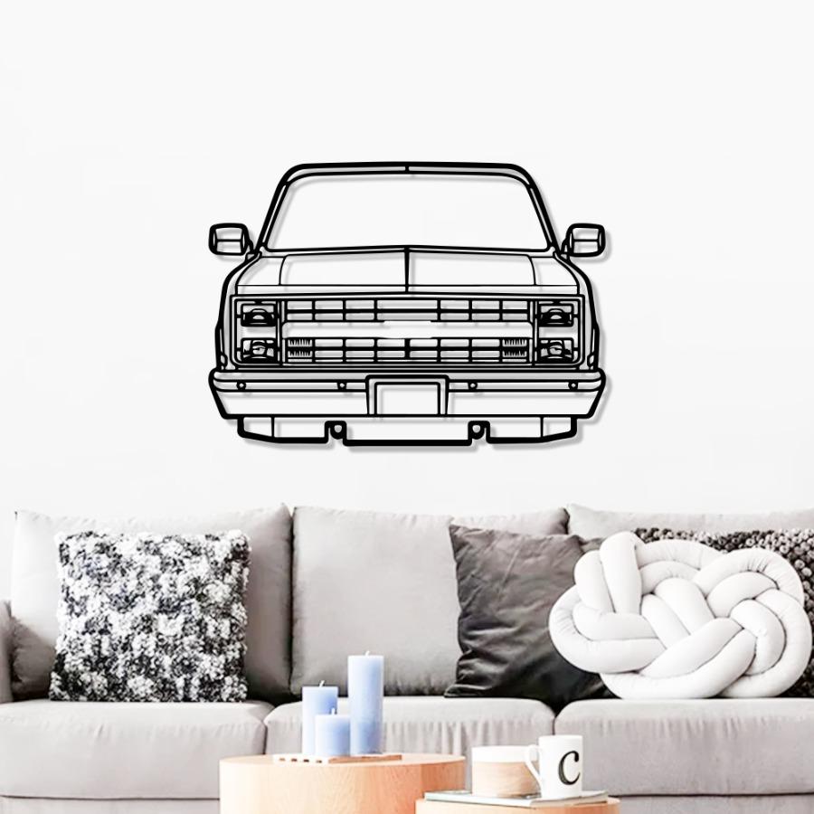 1985 Chevrolet K10 Front View Metal Car Wall Art
