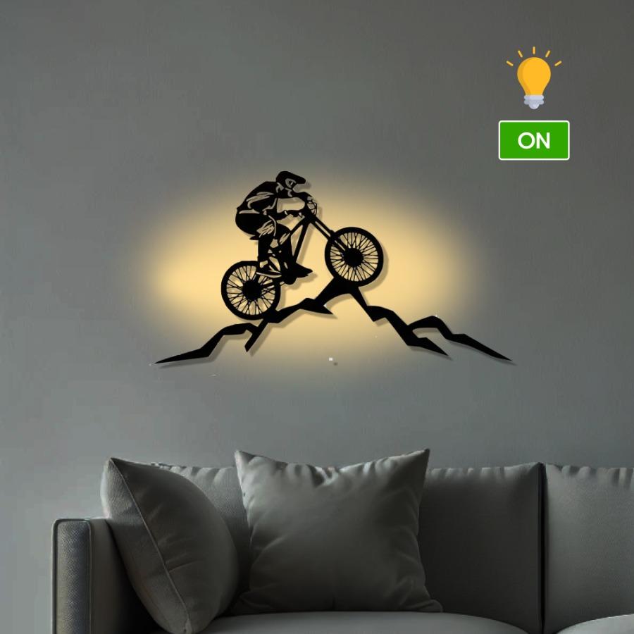Mountain Biker Silhouette Metal Wall Art