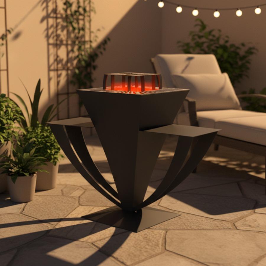 Trapezoid Flame Fire Pit - Artisan Crafted