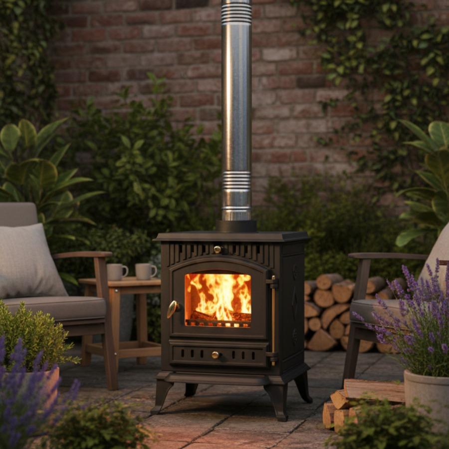 Real Wood Burning Fireplace, with Glass Door and Ash Tray